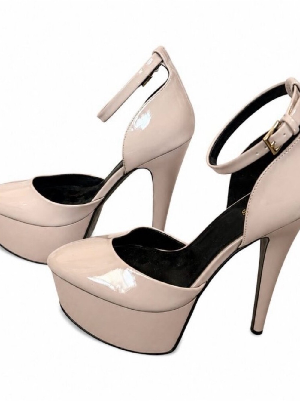 Guess Blush Patent Platform Ankle-Strap Pumps